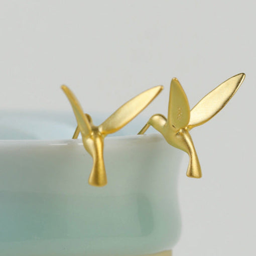 Silver Hummingbird Stud Earrings for Joy and Freedom