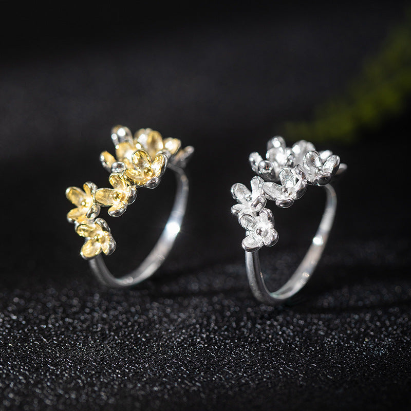 Adjustable Floral Bloom Ring in Gold and Silver Finish