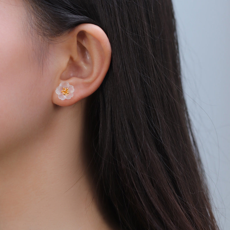 Frosted Plum Blossom Studs for Purity and Inner Strength