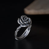 Vintage Rose Ring with Dark Enchanted Energy Bloom