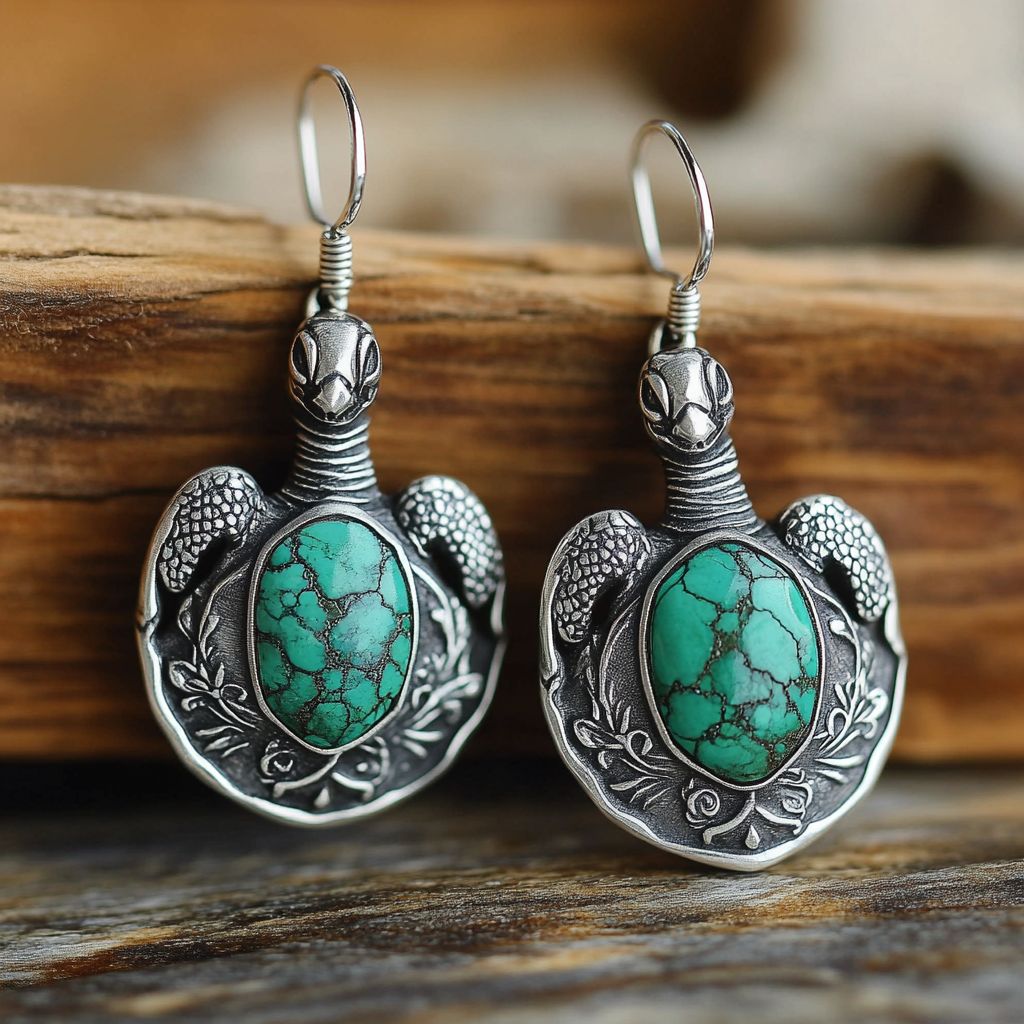 Turquoise Turtle Earrings with Vintage Bohemian Ocean Spirit Design