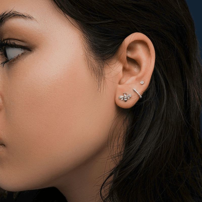 Elegant Crystal Bee Stud Earrings with Nature Flower Design