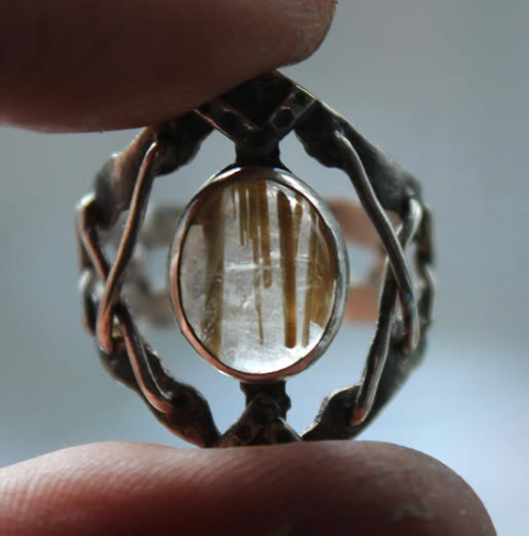 Raw Rutilated Quartz Statement Ring for Earthy Souls