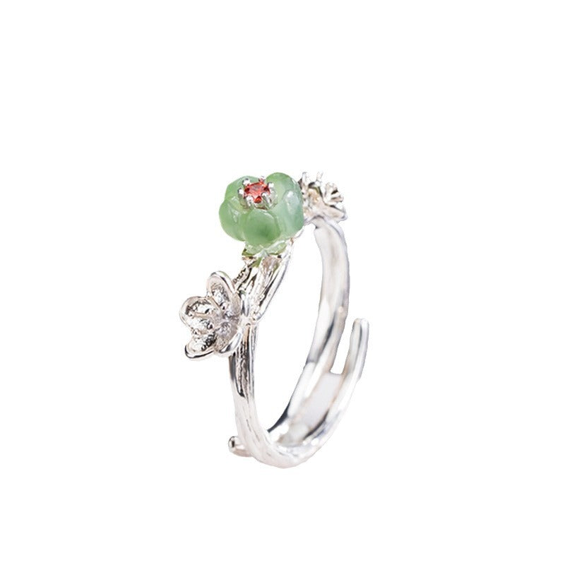 Silver Petal Ring with Golden Stamens for Gentle Energy