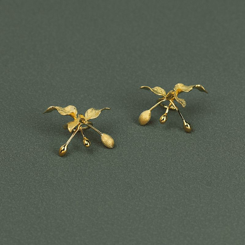 Leaf Drop Earrings Gold Silver Dangle Jewelry