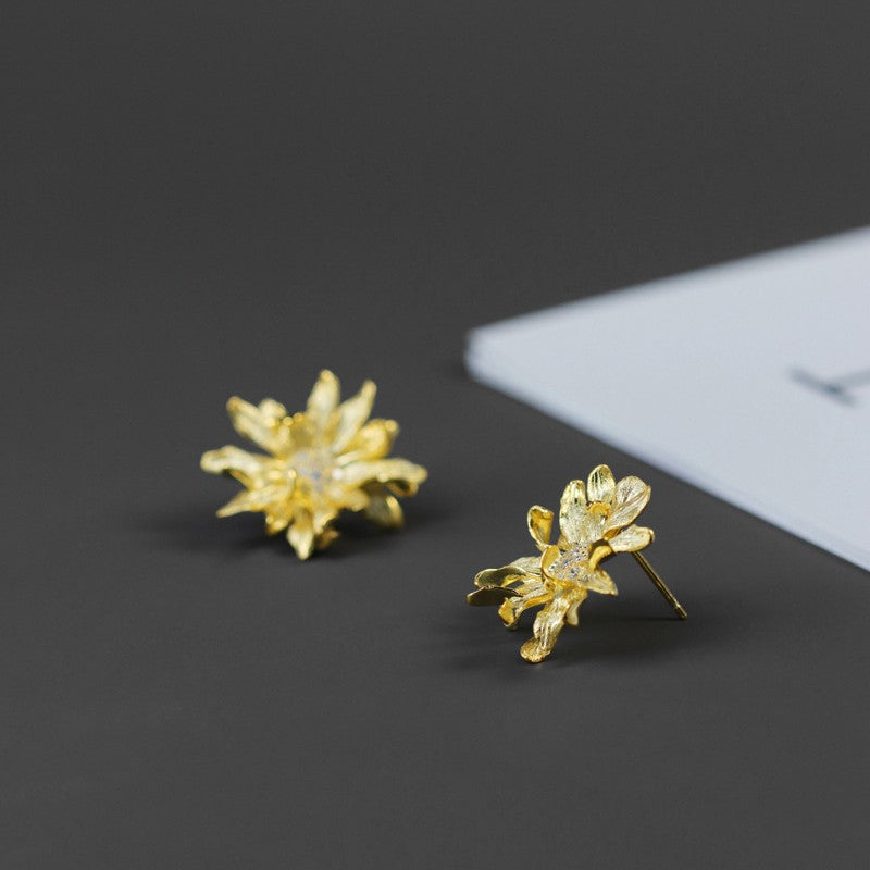 Leaf Drop Earrings Gold Silver Dangle Jewelry