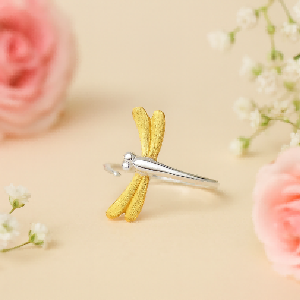 Golden Dragonfly Ring – Nature Spirit Adjustable Jewelry