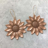 Vintage Sunflower Earrings with Golden Floral Bohemian Design
