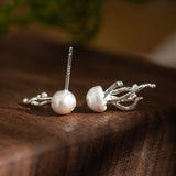 Sterling Silver Jellyfish Earrings Ocean-Inspired Drop Studs
