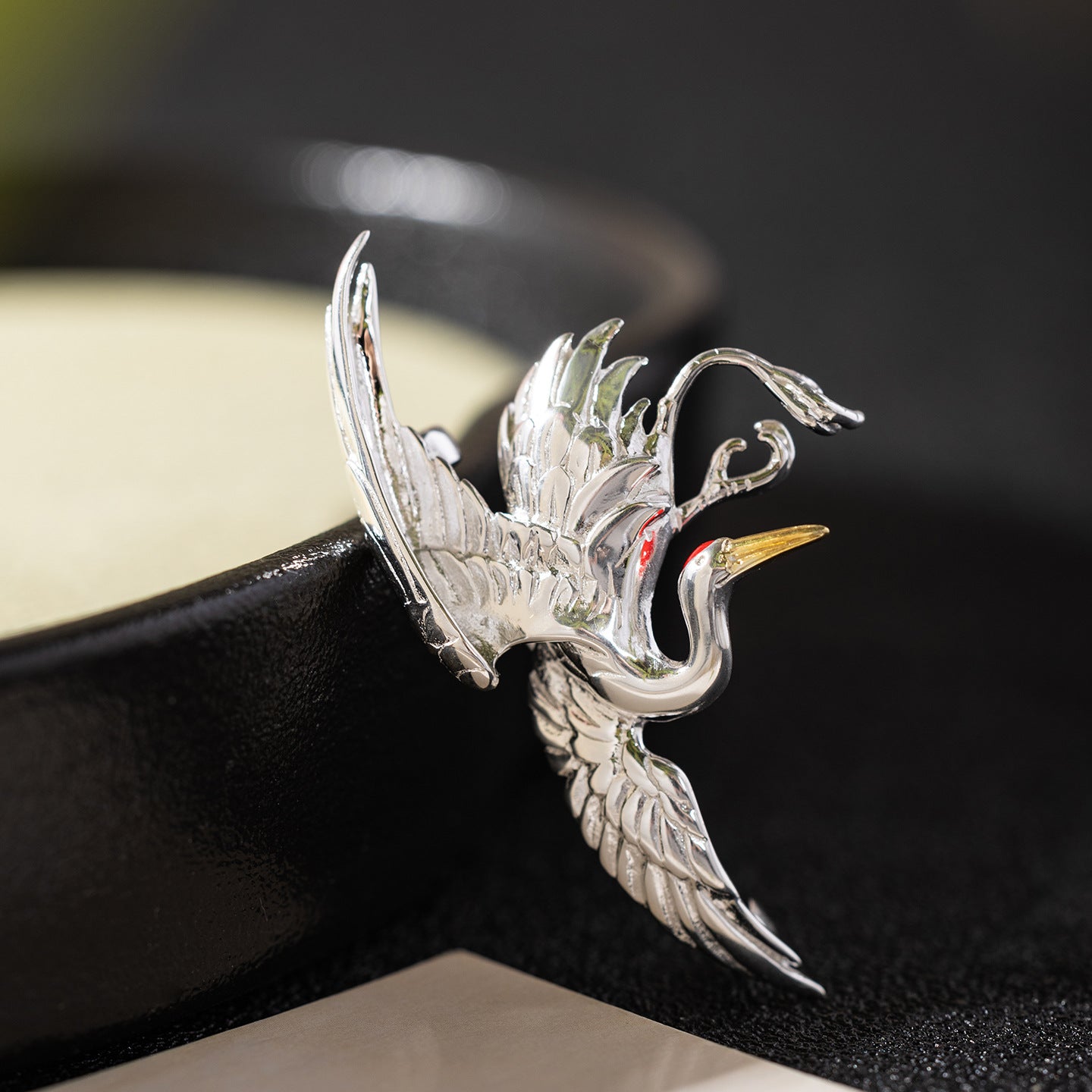 Silver Twin Cranes Brooch of Eternal Grace