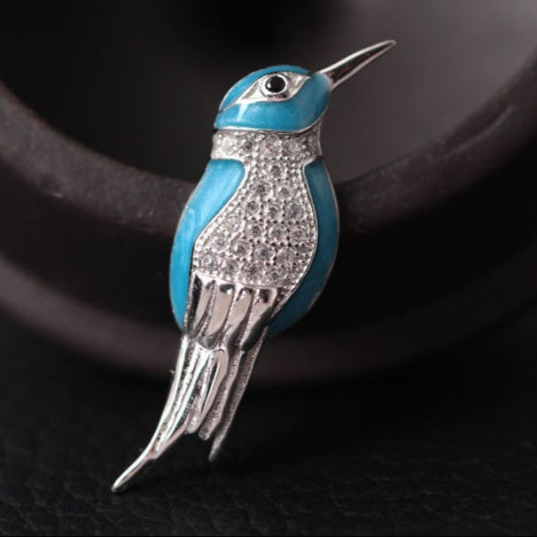 Mystic Blue Bird Earrings with Enamel Wings