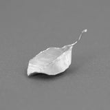 Textured Leaf Brooch Pin in Gold or Silver