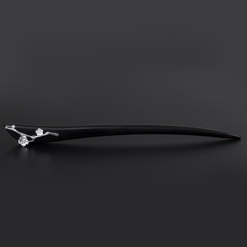 Floral Hair Stick with Silver Blossom – Zen Nature Inspired