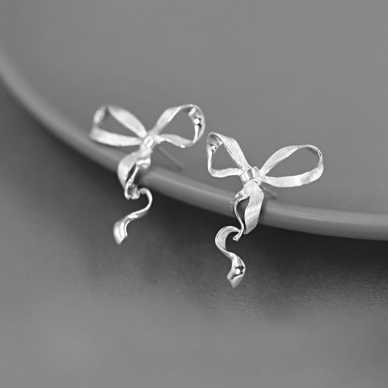 Bow Drop Earrings for Women Gold Silver