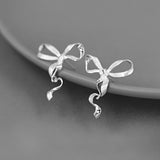 Bow Drop Earrings for Women Gold Silver