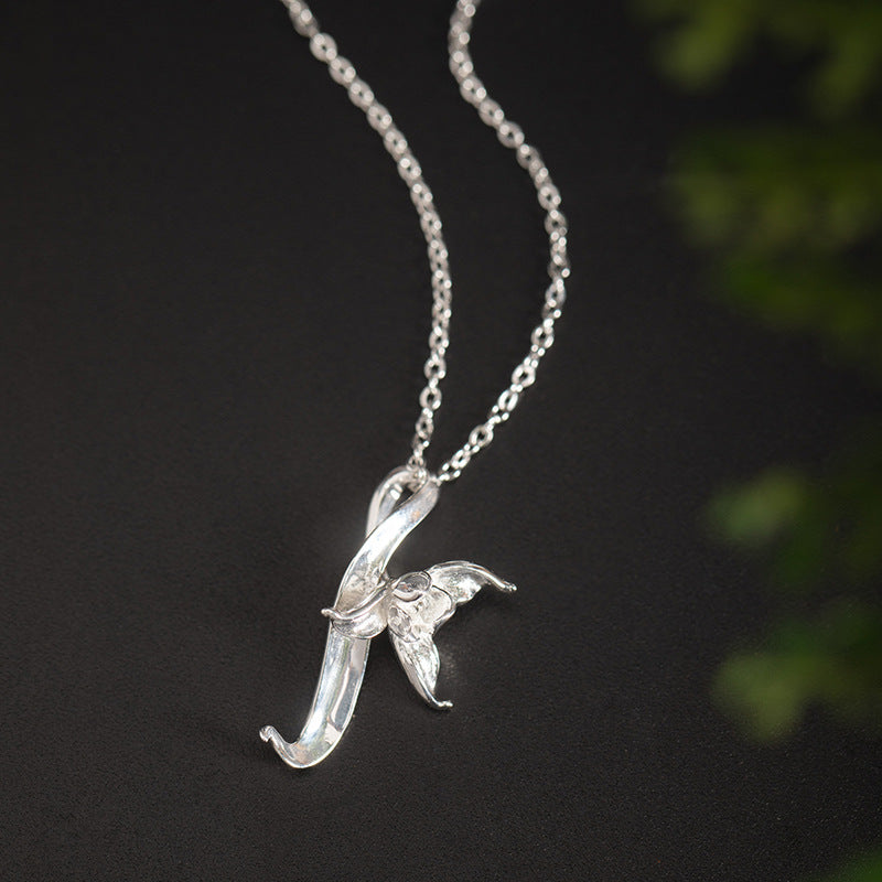 Moonflower Crescent Necklace in Gold and Silver Harmony