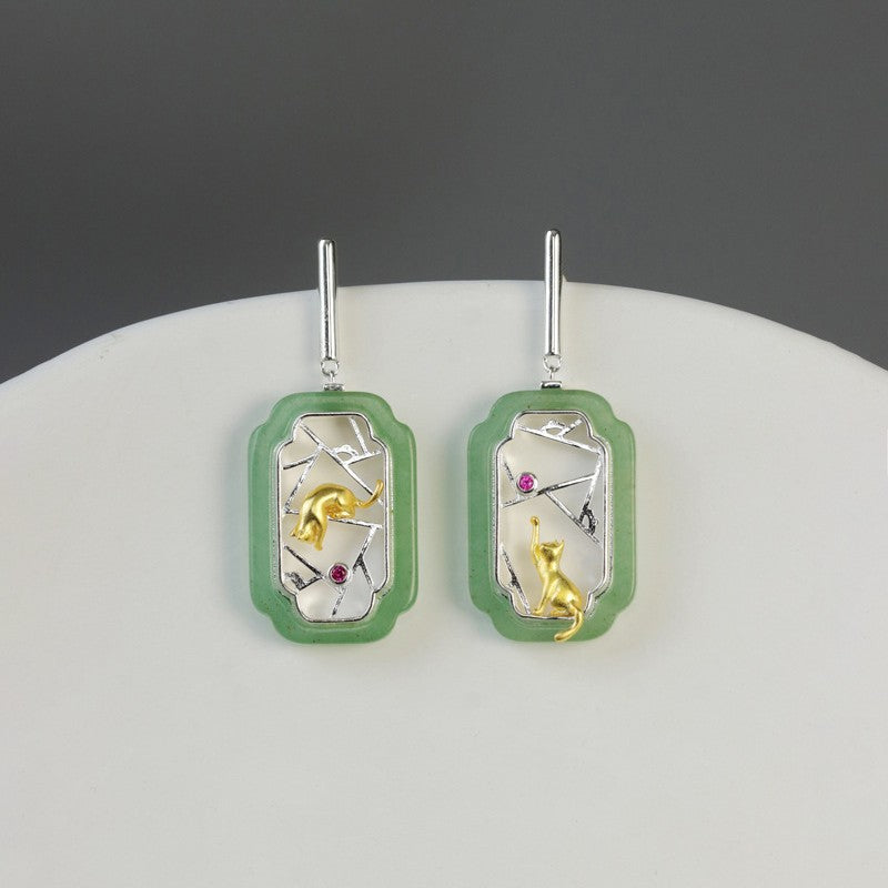 Leaf Drop Earrings Gold Silver Dangle Jewelry