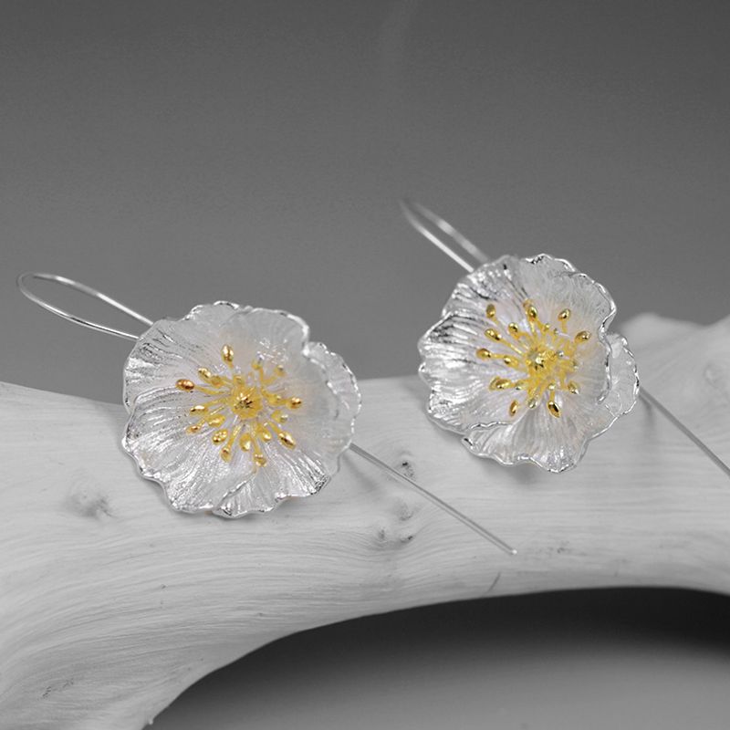 Leaf Drop Earrings Gold Silver Dangle Jewelry