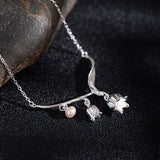 Lily of the Valley Necklace – Silver Pearl Flower Pendant