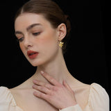 Iris Flower Drop Earrings in Gold or Silver