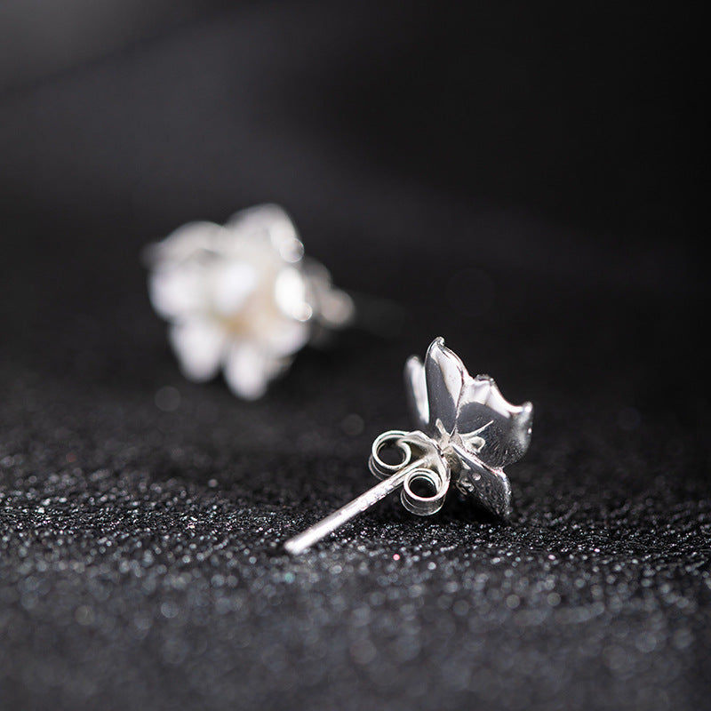 Petal Pearl Stud Earrings for Soft Goddess Serenity