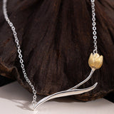 Golden Tulip Bud Necklace for Renewal and Feminine Grace