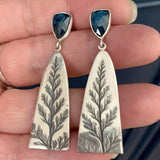 Bohemian Botanical Drop Earrings with Blue Gemstone Accent