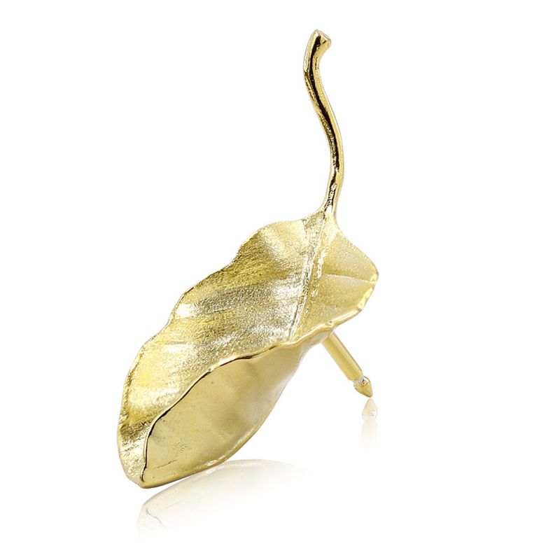 Textured Leaf Brooch Pin in Gold or Silver