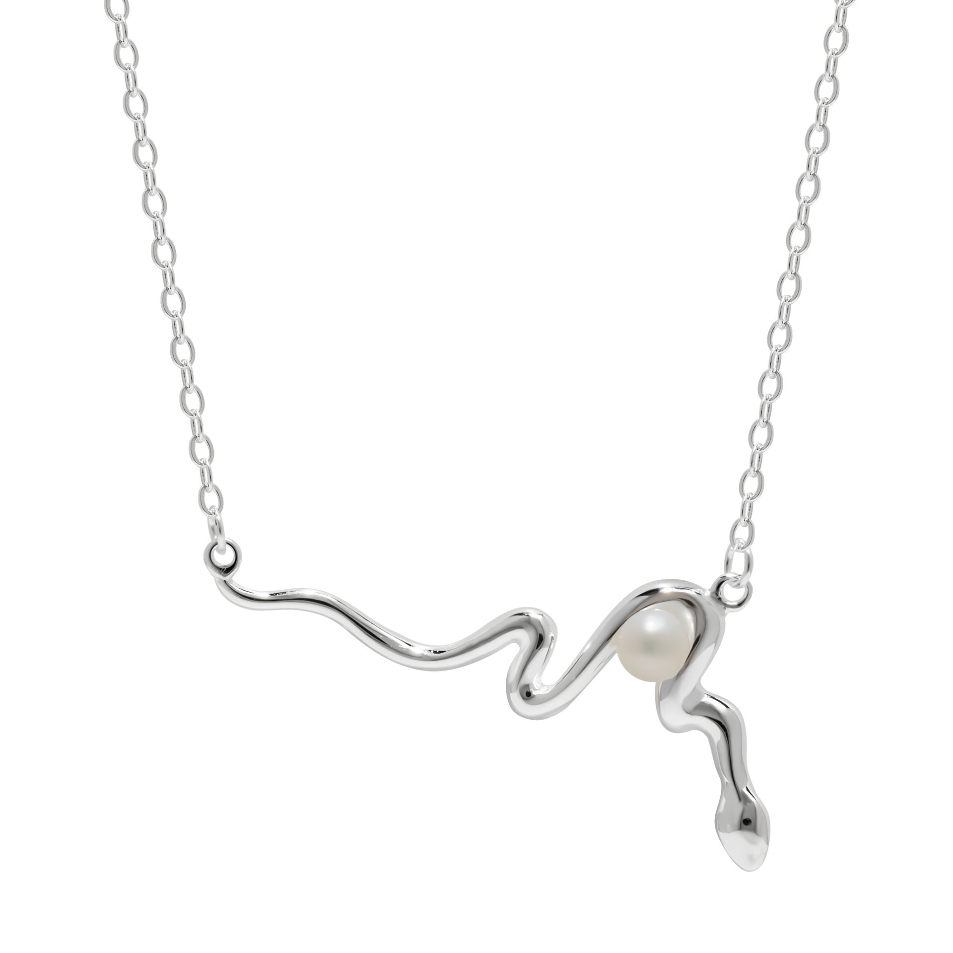 Serpent Pearl Necklace for Intuition, Power and Rebirth