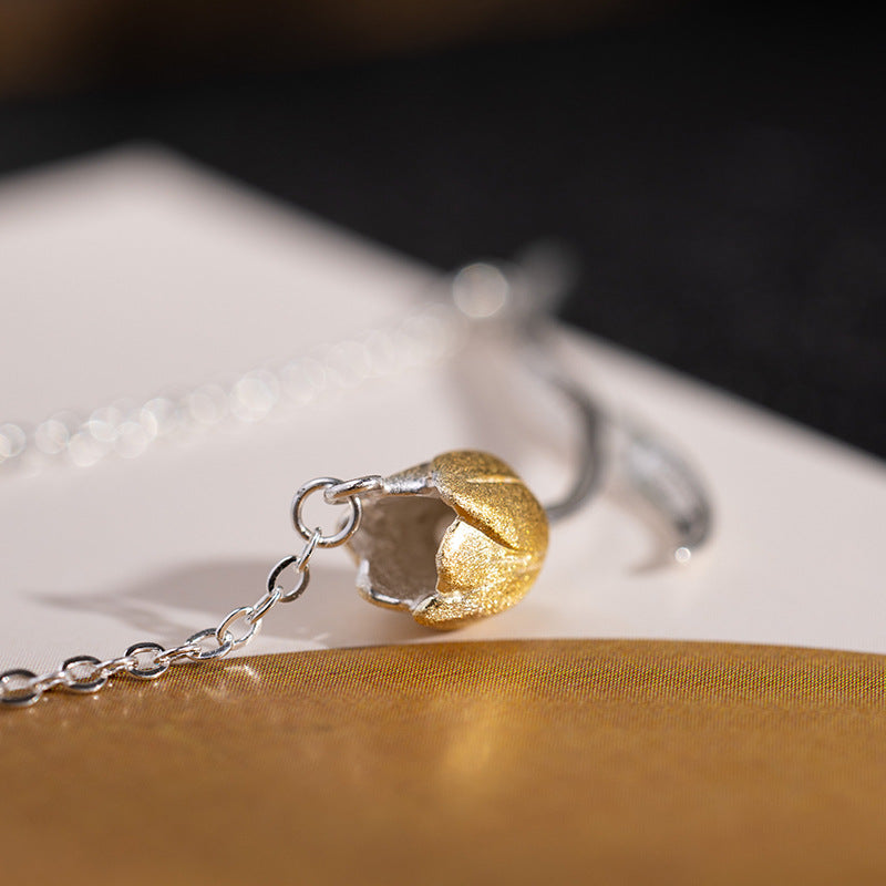 Golden Tulip Bud Necklace for Renewal and Feminine Grace