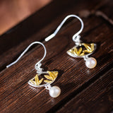 Golden Bamboo Pearl Earrings for Serene Mystic Balance
