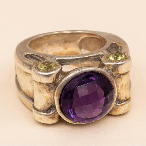 Dragonfly Ring with Blue Gemstone and Textured Band