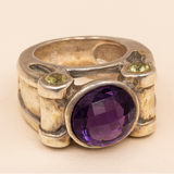 Dragonfly Ring with Blue Gemstone and Textured Band