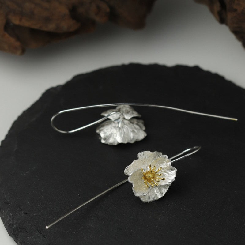 Leaf Drop Earrings Gold Silver Dangle Jewelry