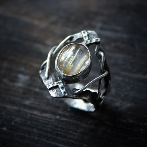 Raw Rutilated Quartz Statement Ring for Earthy Souls