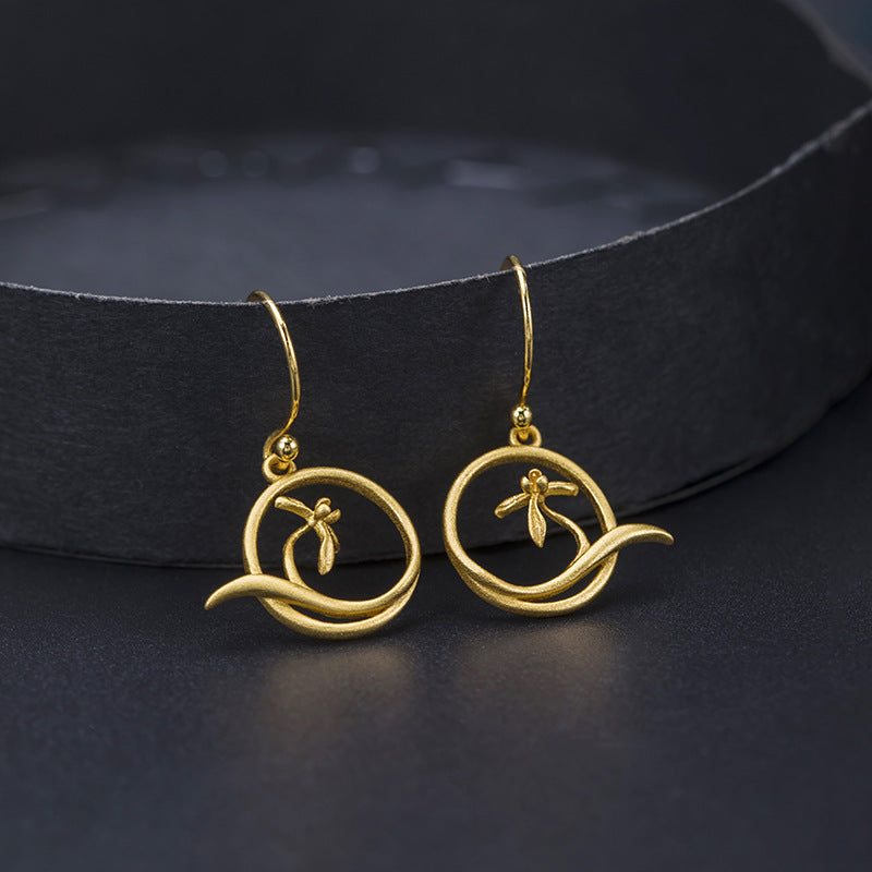 Golden Vine Earrings with Minimal Bloom and Sacred Flow