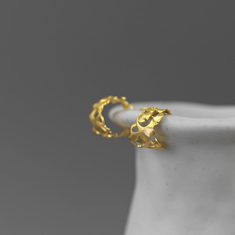 Golden Ginkgo Leaf Ring for Wisdom and Renewal Energy