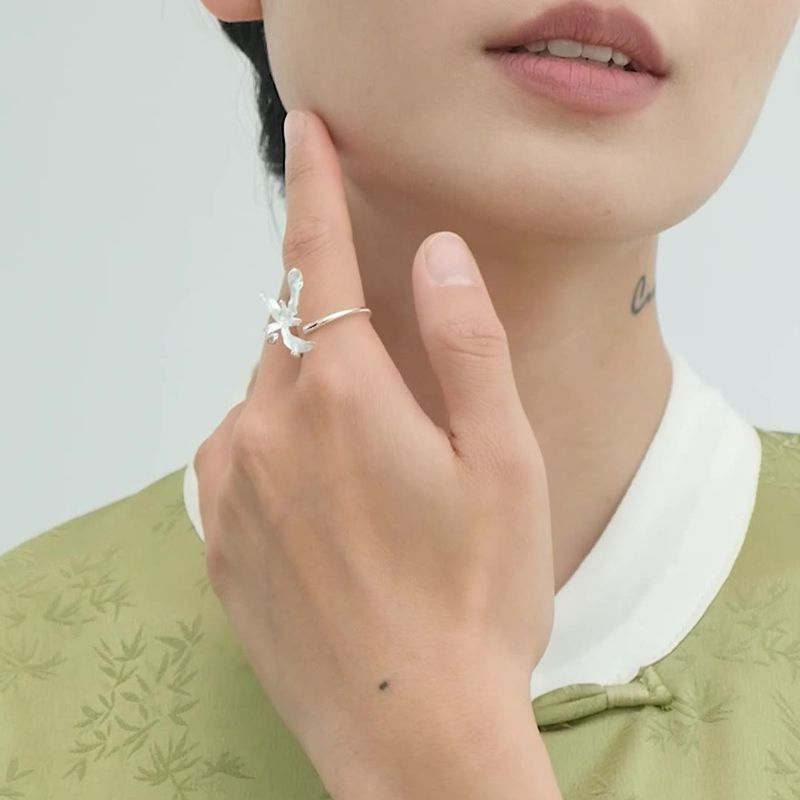 Orchid Flower Adjustable Ring for Women