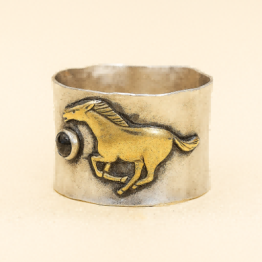 Golden Horse Totem Ring with Western Spirit Power