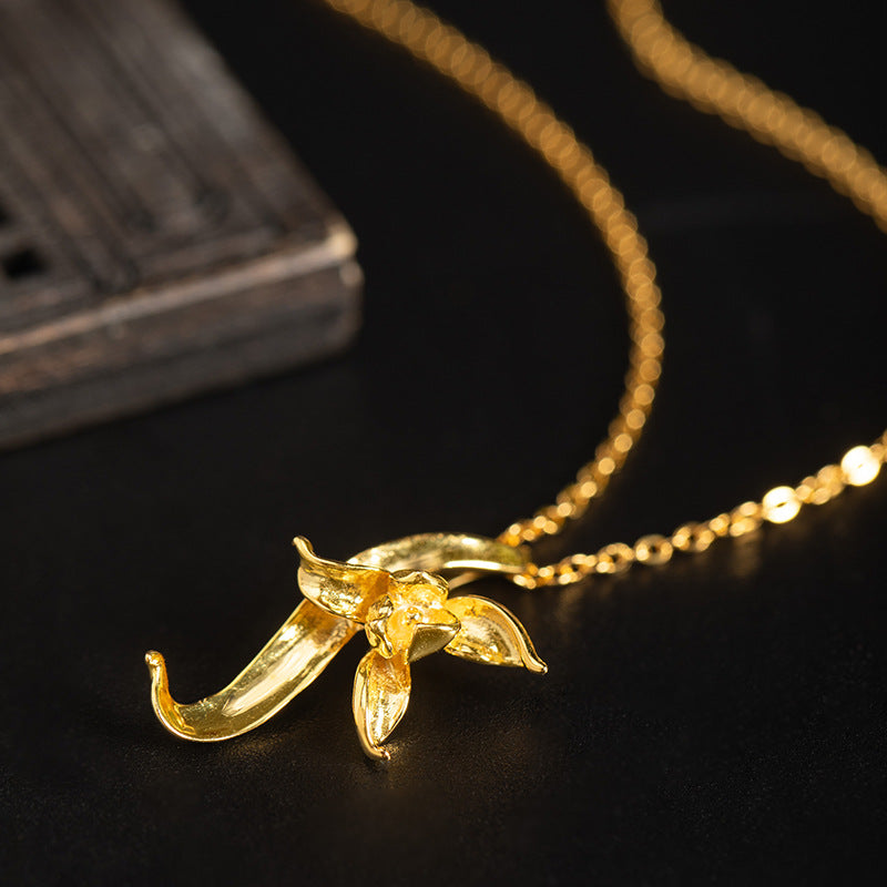 Moonflower Crescent Necklace in Gold and Silver Harmony