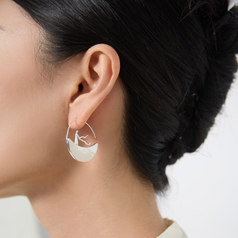 Moon Desert Journey Earrings with Goddess and Camels