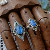 Natural Blue Kyanite Rings in Rustic Arrowhead Frames