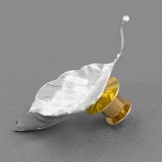 Textured Leaf Brooch Pin in Gold or Silver