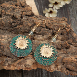 Bohemian Sunflower Earrings with Vintage Floral Round Design