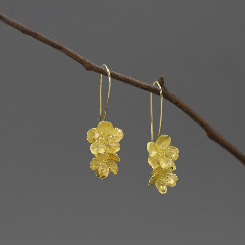 Floral Drop Earrings Gold or Silver