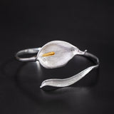 Silver Calla Lily Cuff Bracelet with Gold Accent