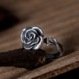 Vintage Rose Ring with Dark Enchanted Energy Bloom
