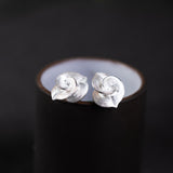 Silver Spiral Leaf Stud Earrings – Whisper of the Grove