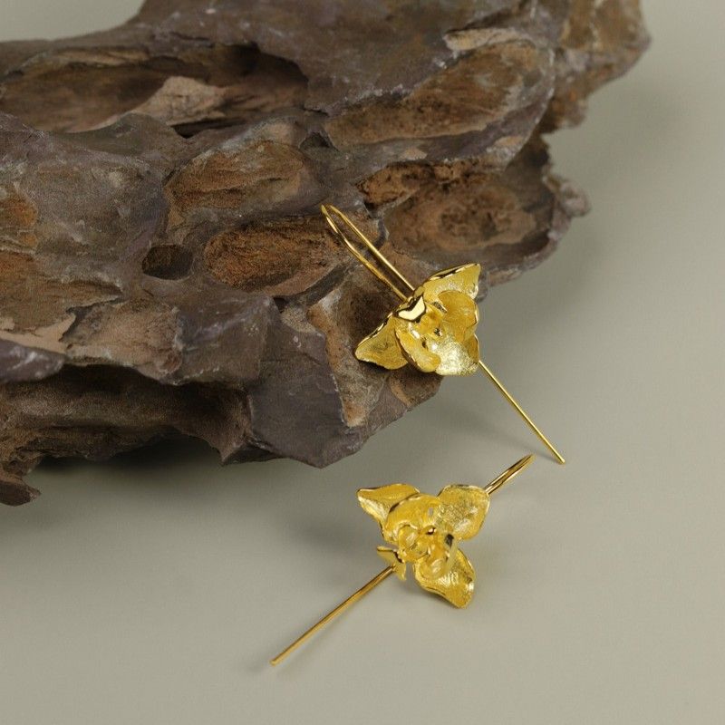 Silver Orchid Threader Earrings for Grace and Energy Flow