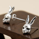 Mystic Bunny Mask Stud Earrings with Ritual Power